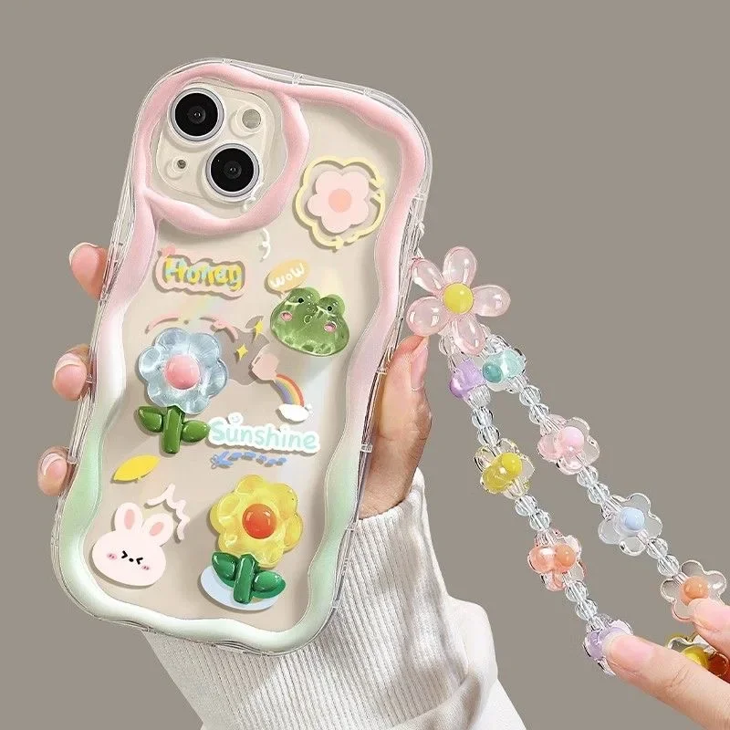 Korean Flower Chain Lanyard Phone Case