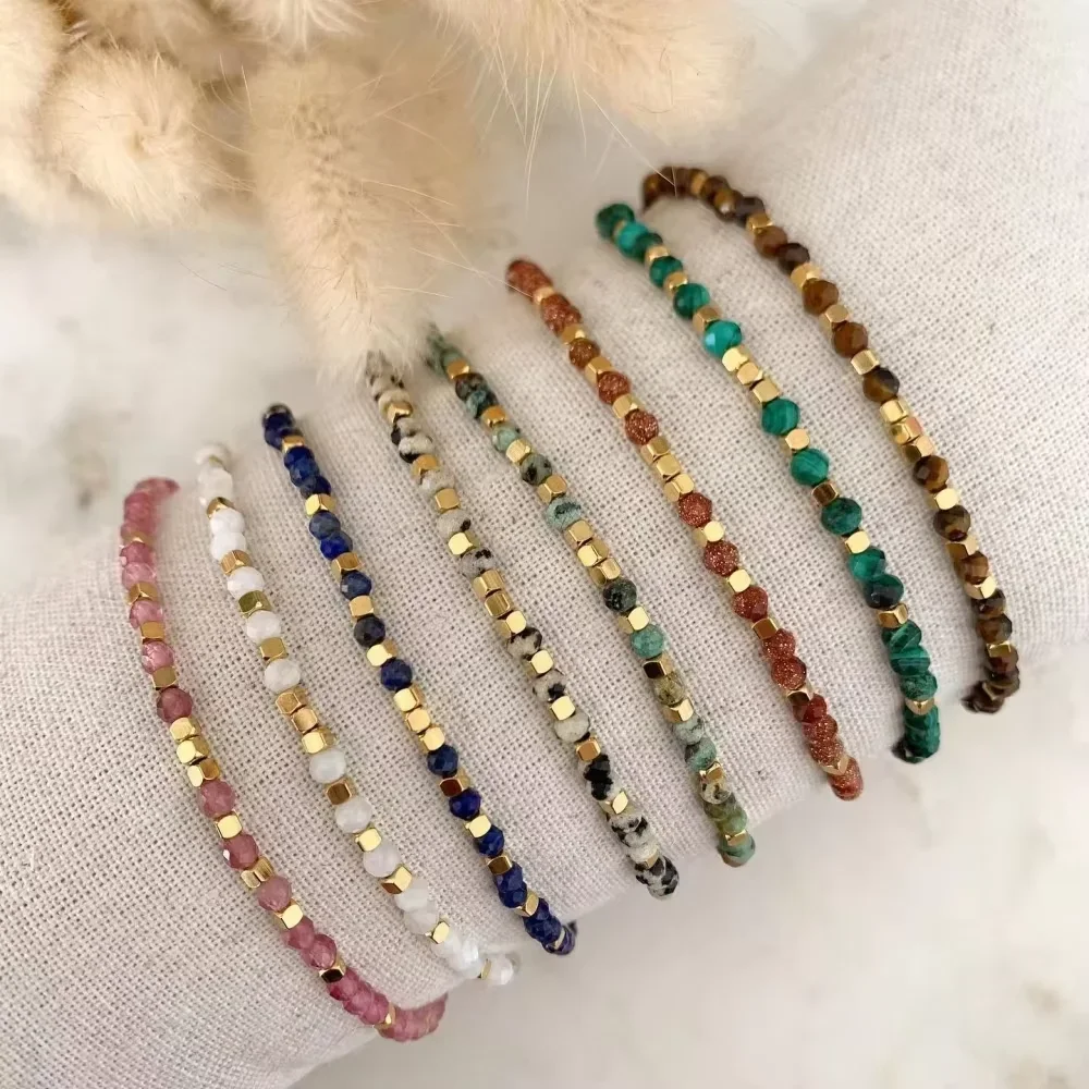 CCGOOD Naturstein-Armbänder, verstellbares Heilstein-Armband, Damenschmuck, 4 mm, facettierter Edelstein, Pulseras, bedeutungsvolles Geschenk