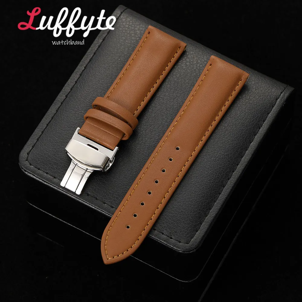 Unisex PU Leather Watch Strap with Stainless Steel Butterfly Buckle - Fashion Casual Accessory