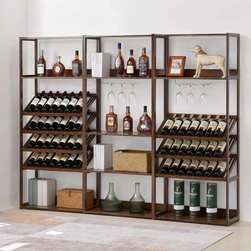European Bar Wine Cabinets Modern Living Room Storage Display Cabinet Multi Layer Bamboo Wine Rack Meuble Bar Furniture