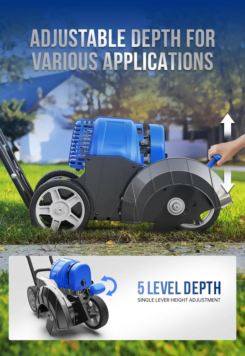 Sidewalk Edger Lawn Tool Gas 31cc, The Handle Is Ergonomic and Comfortable To Use,Blue,Suitable for Courtyard Garden