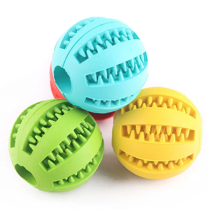 Dog Toy Ball Nontoxic Bite Resistant Toy Ball for Pet Dogs Puppy Cat Dog Pet Food Treat Feeder Chew Tooth Cleaning Ball 6