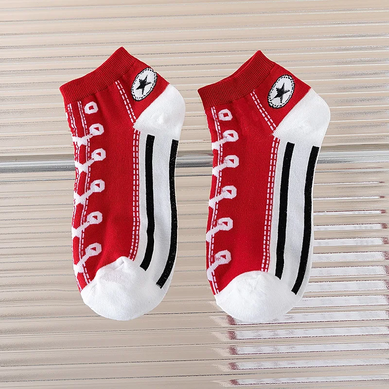 Fashion Socks 2 Pairs Funny Shoe Print Harajuku Style Hip Hop Cute Soft Womens Slippers And Socks