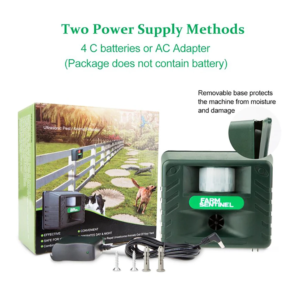 קולי דוחה הרתעה שחף חתול חולדות יונה הדברה דוחי חיצוני גן Repeller ציפור PIR תנועת חיישן