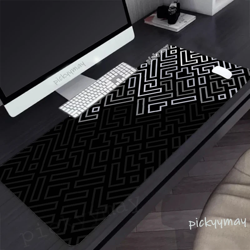 Linhas Geométricas Gaming Mousepad Tapete Grande do Rato Almofadas de Mesa Grande Borracha Antiderrapante Tapetes Pretos do Teclado Costurado