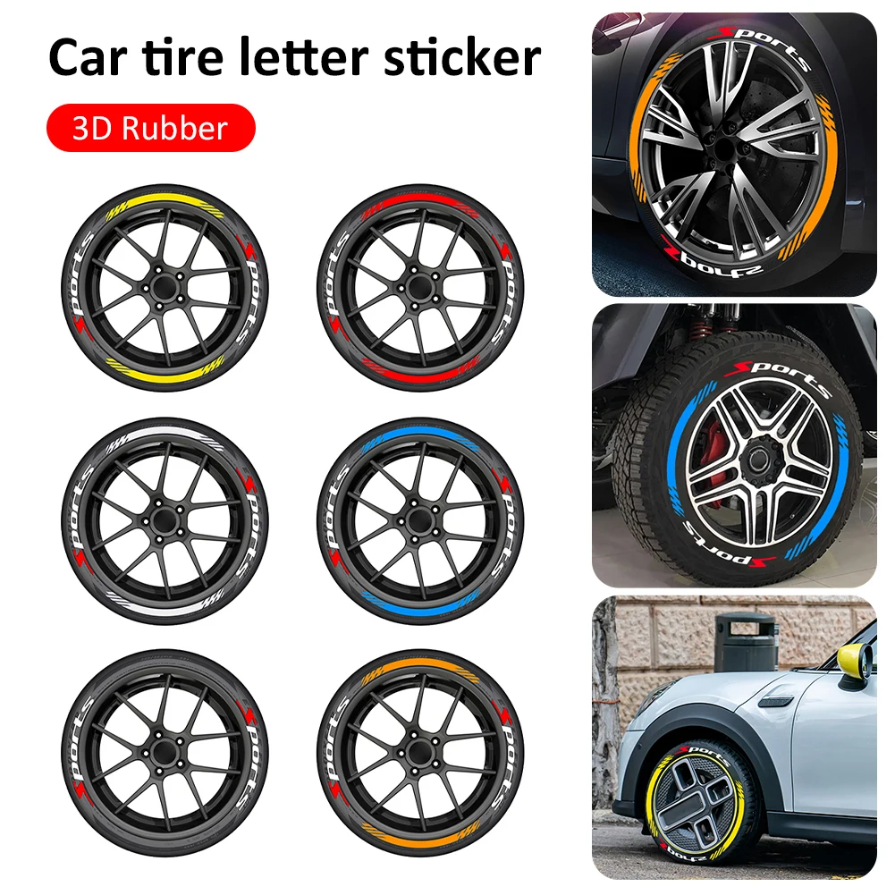 Car Tire Decals 3D Letters Rubber Sticker Auto Decals DIY Motorcycle