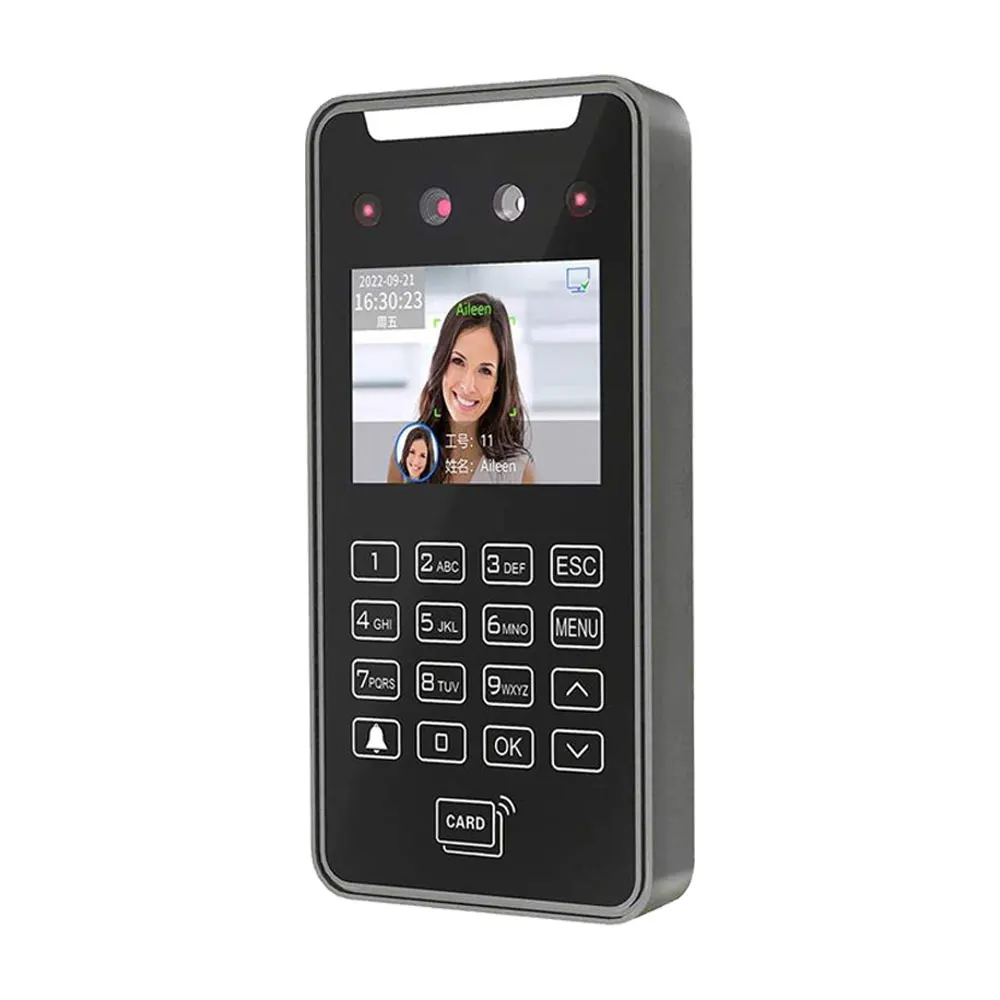 Fingerprint Attendance Machine Facial Recognition Clock 5000User 2.8Inch Touch Lcd 2MP Camera Biometric Face Recognition Wifi Access Control Employee Time Attendance Free Cloud API SDK