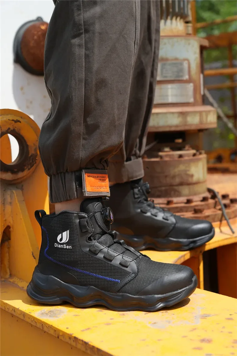 Men Steel Toe Cap Safety Boots Work Shoes Puncture-Proof Boots Safety Shoes Male Construction Work Shoes High Top Sneakers