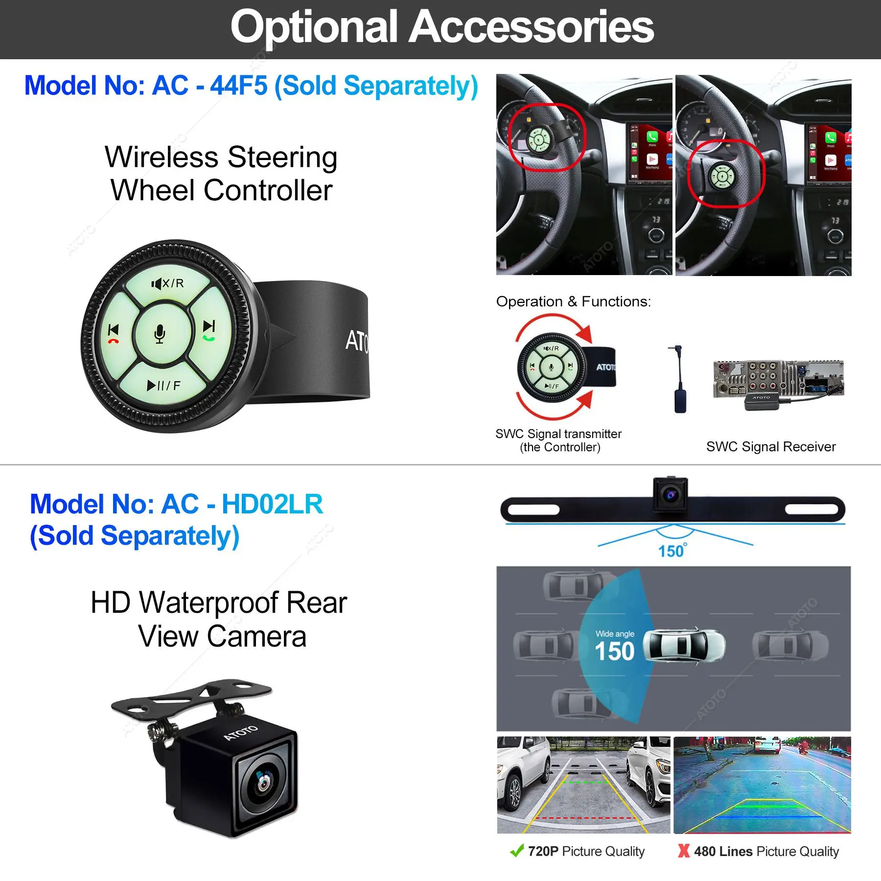 Atoto Car Radio 2din 8inch Fm Bluetooth 