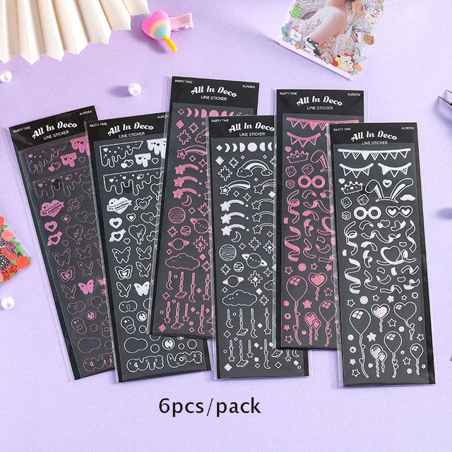 New Arrival Dark Style 1/4/9pc/8pc/6pc Full Set Series Decorative Stickers Kawaii Kpop Idol Card Album Sticker Korean Stationery 6 pcs pack