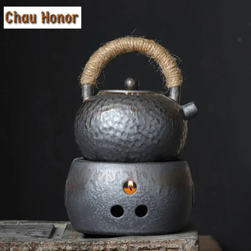 450ml Japanese Gilded Rust Glaze Ceramic Loop-handled Teapot Large Capacity Teapot Kungfu Teaset Tea Making Pot Accessories Gift