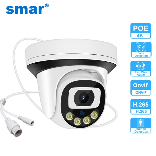 Smar 4K 8MP POE Dome IP Camera Two AI Face Detection  Way Audio H.265 Onvif Color Night Vision CCTV Surveillance Home Security 1