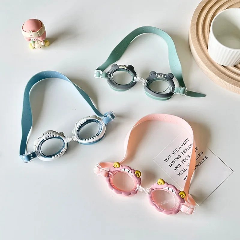 Cute Cartoon Animal Pony Waterproof and Anti Fog Children's Swimming Goggles with Adjustable Glasses Strap Kid Swimming Supplies