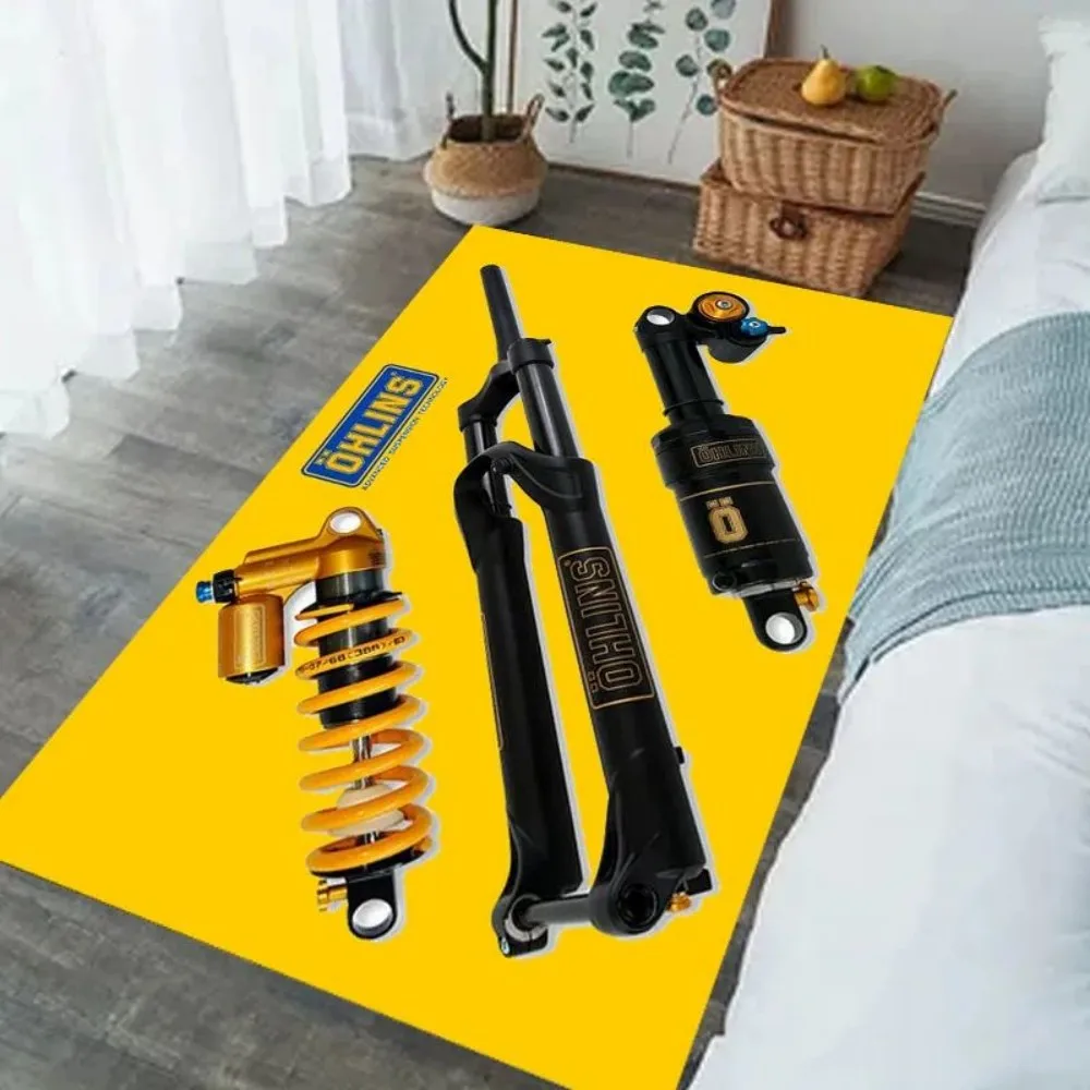 Öhlins Kristallvelours Motorradmatte, Rutschfeste Garagenbodenmatte für Motorradparken, Rennstil, Garagendekoration für Zuhause – Detail 4