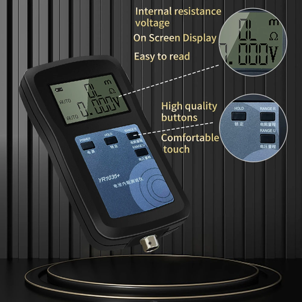 YR1035+ 4-Wire Digital Lithium Battery Internal Resistance Tester 100V Battery Internal Ohm Meter for Ni-MH Ni-CD Li-ion Battery 3