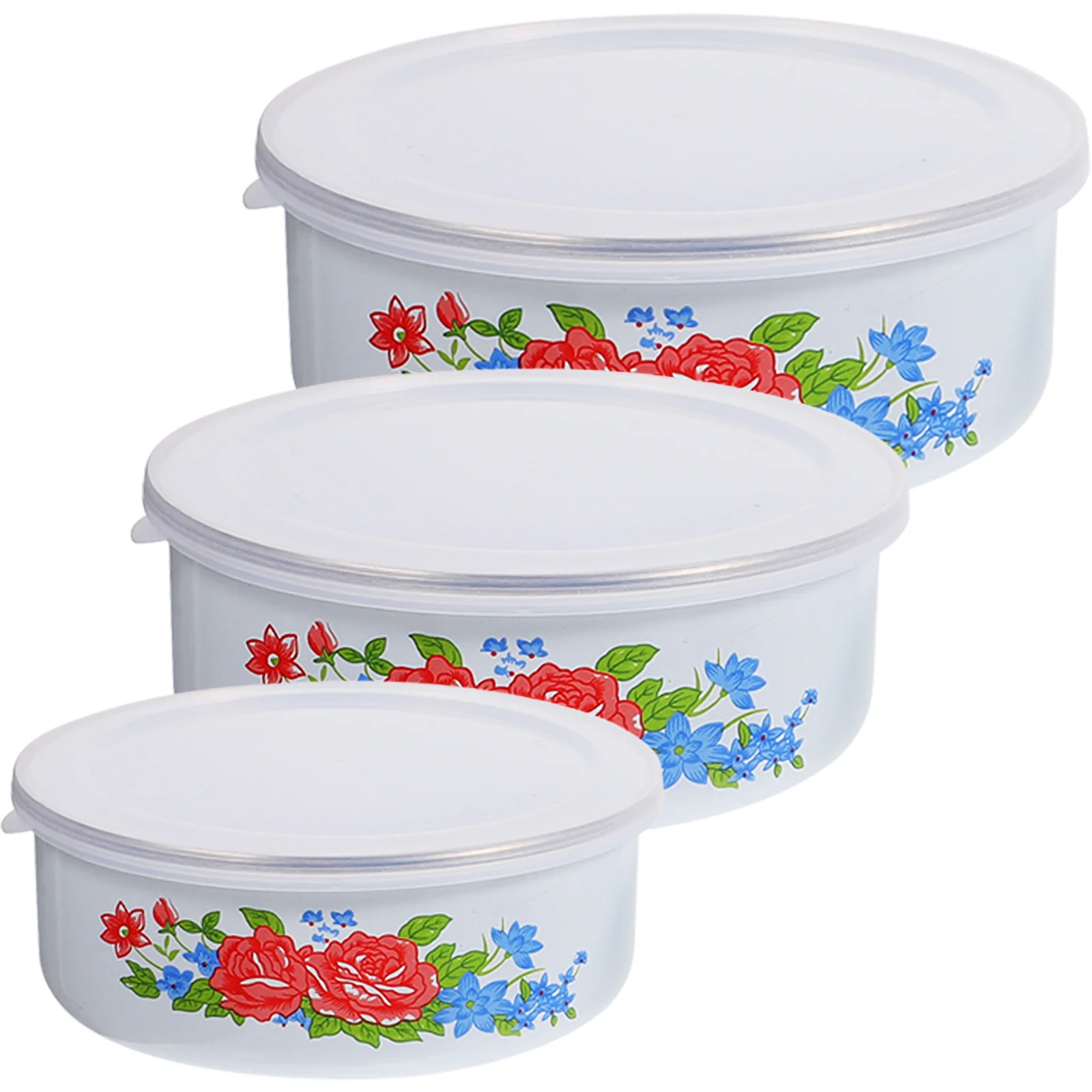 

3pcs Enamel Bowls Salad Bowls Food Storage Bowls Food Preservation Bowls