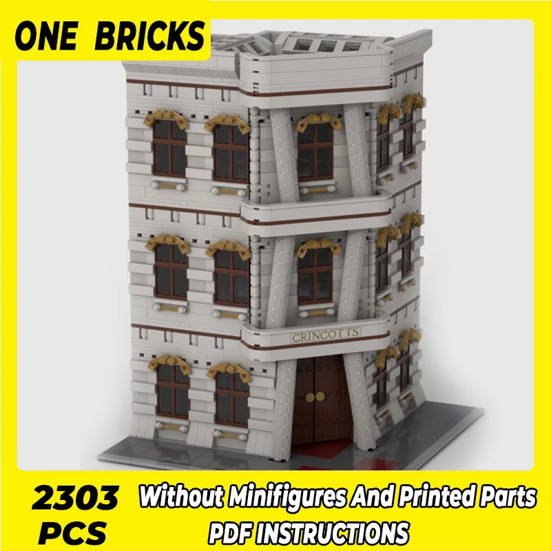 Moc Building Blocks Modular Street View Corner Bank Mattoni Tecnici Assemblaggio Fai Da Te Giocattoli Da Costruzione Per Regali Di Festa Childr