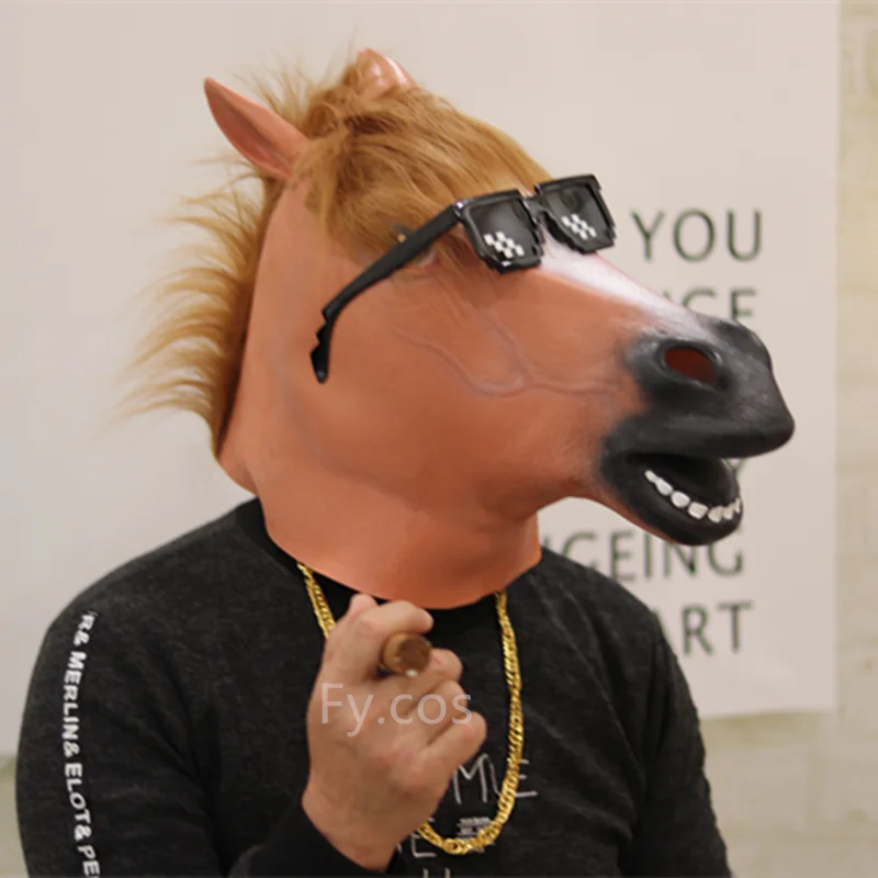 

Animal Funny Mask Horse Costume Cosplay Rabbit Latex Hood Halloween Accessories Horror Full Face Head Cover Cute Donkey Anime
