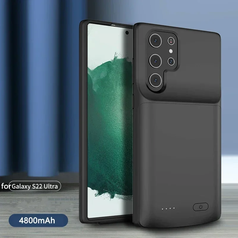 삼성에 적합한 갤럭시 보조배터리 배터리 충전기 케이스, 4700, 4800, 6000mAh, 삼성에 적합한 갤럭시 S22 울트라 S22 플러스 S22 플러스 S22 울트라 배터리 케이스 커버