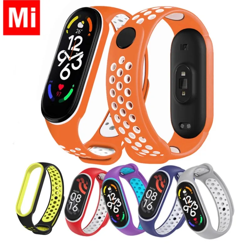 Cinturino Sportivo Per Xiaomi Mi Band 7 6 Nfc Silicone Smart Watch Correa Miband7 Braccialetto Da Polso Di Ricambio Su Mi Band 4 5 6 3 Cinturino