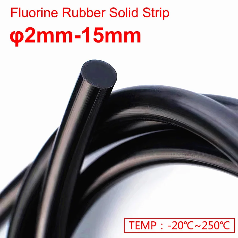 

1M Black FKM Fluorine Rubber Solid Strip Round Tube Diameter 2/2.5/3/3.5/4/4.5/5/6/7/8/10/12/15mm O-Ring Bar Seal Not Foaming