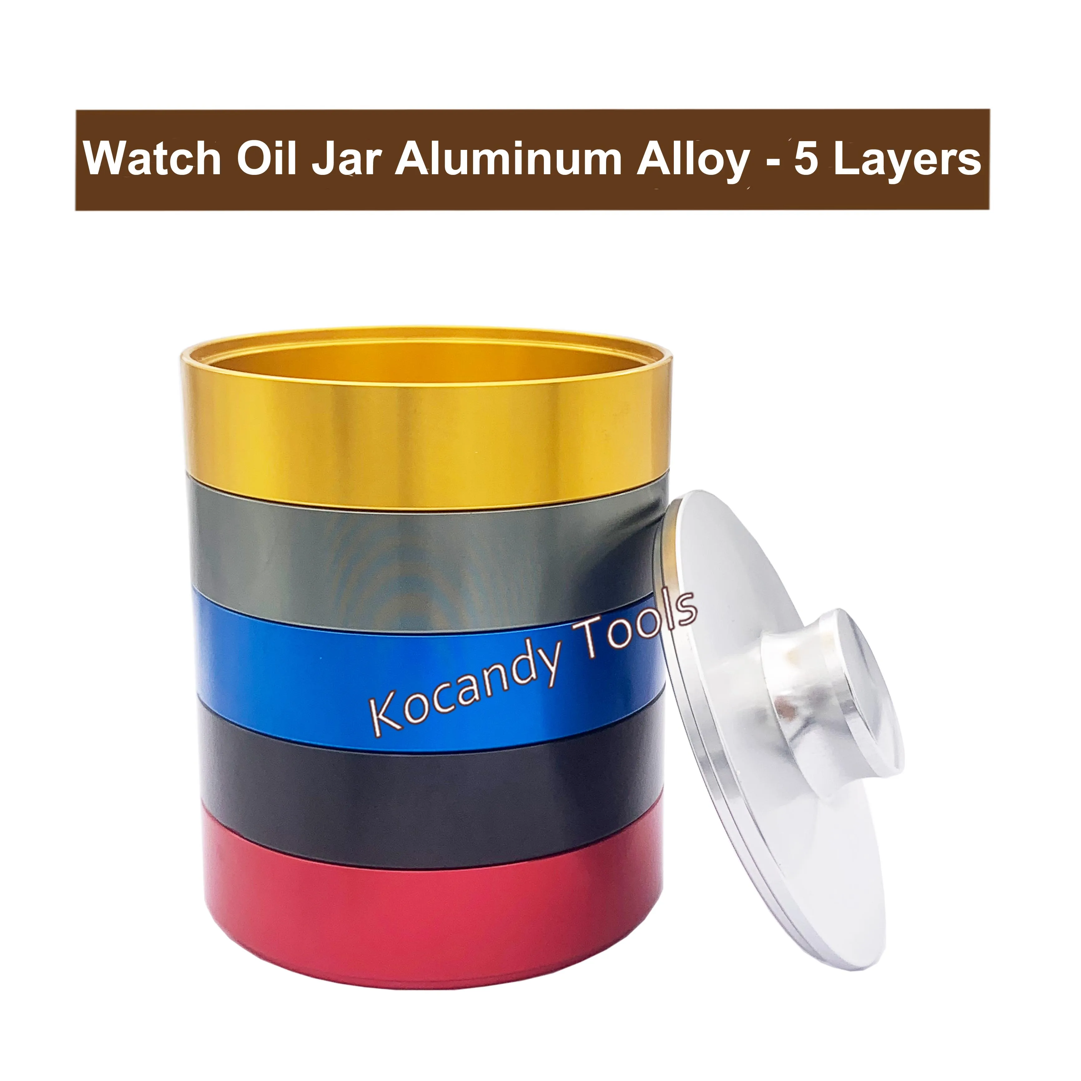Watch Oil Washing Jar Aluminium Alloy 5 Layers Watch Movement Maintenance Repair Cleaning Tool
