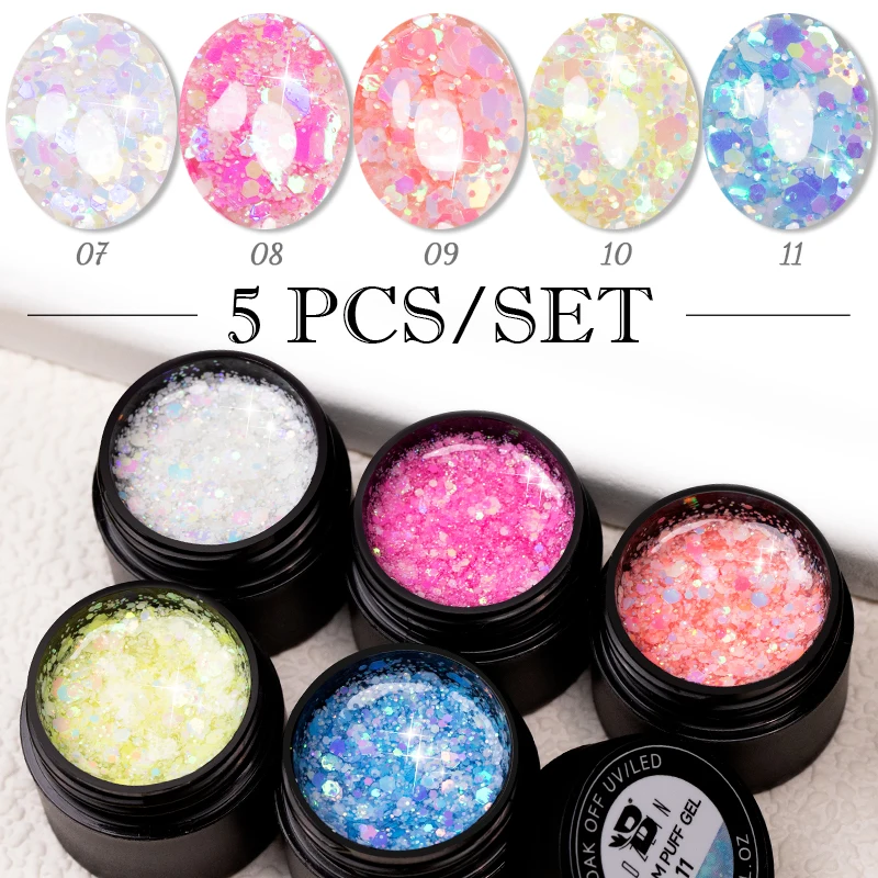 

BOZLIN 5ml Neon Glitter Gel Nail Polish Set Soak Off UV Sequins Gel Colorful Sparkling Semi Permanent Varnish Hybrid Kit