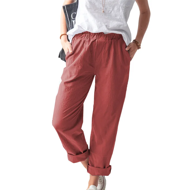 Summer New Women's Casual Elastic Straight Trousers