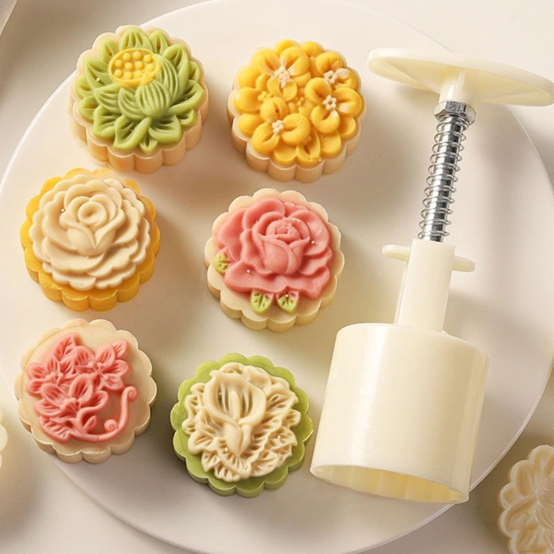 

MidAutumn Festival Mooncake Maker Flower Moon Cake Mold Cookie Stamps DIY Hand Press Cookie Dessert Cutters