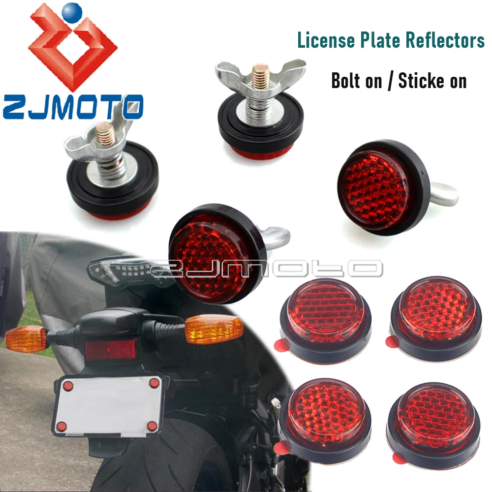 4 X Motorcycle Red Reflectors License Plate Reflectors For Street Bike