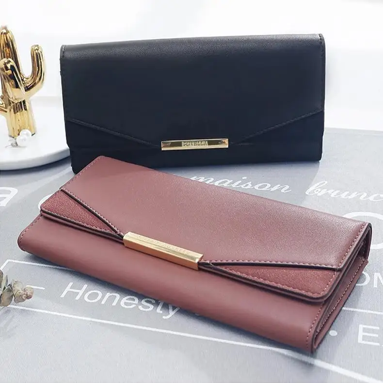 Damen Lange Geldbörse aus PU-Leder mit Großer Kapazität, Mehrfach-Kartenfächern, Elegante Clutch, Patchwork-Handytasche, Hochwertige Geldklammer – Detail 6