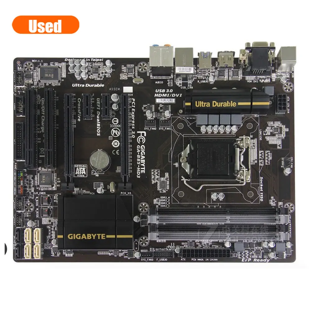 Used Gigabyte Gab85hd3 Lga 1150 Ddr3 B85hd3 32gb For I3 I5 I7 22nm Cpu Desktop Motherboard