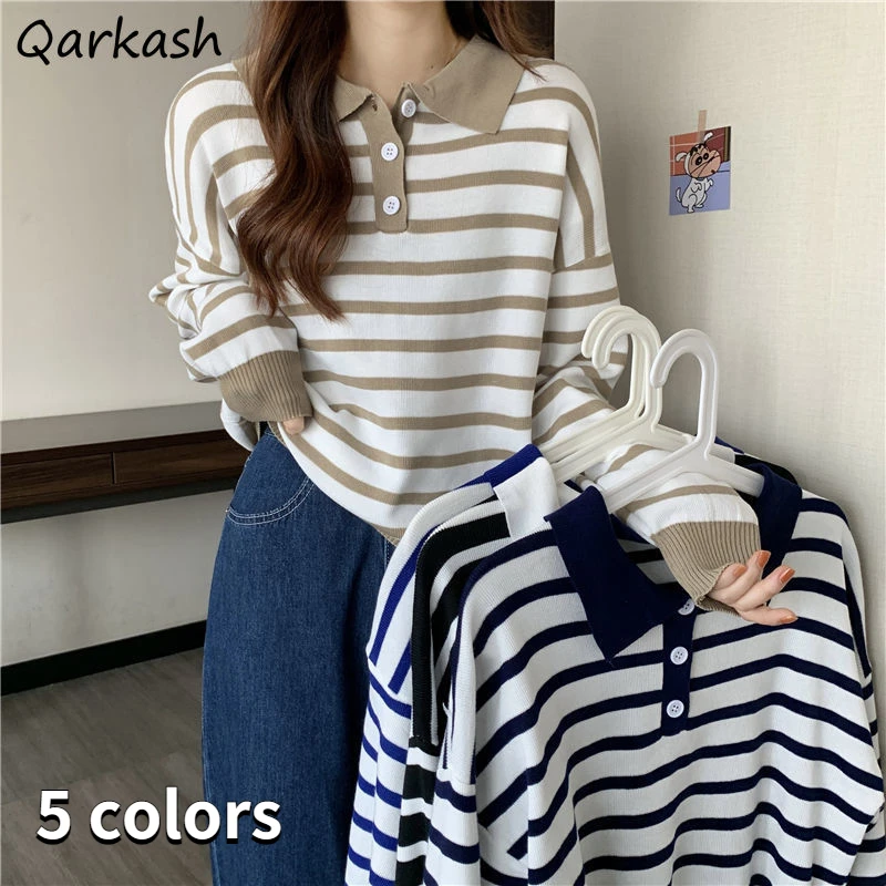 

Pullovers Women Striped Spring New Loose Preppy Retro Youth Teens Casual Design Cool Streetwear Females Sweater Stylish Ulzzang