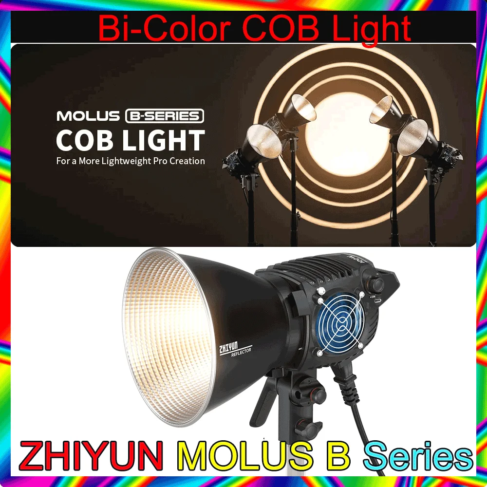 ZHIYUN MOLUS B 시리즈 2 색 COB 라이트 비디오 조명, 블루투스 제어, 사진 조명, B100, B200, B300, B500