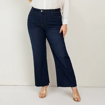 Women Wide Leg Jeans Plus Size Loose Denim Jeans for Summer 175 cms Tall Curve Lady Pants High Waist Washing Full Length Bottoms