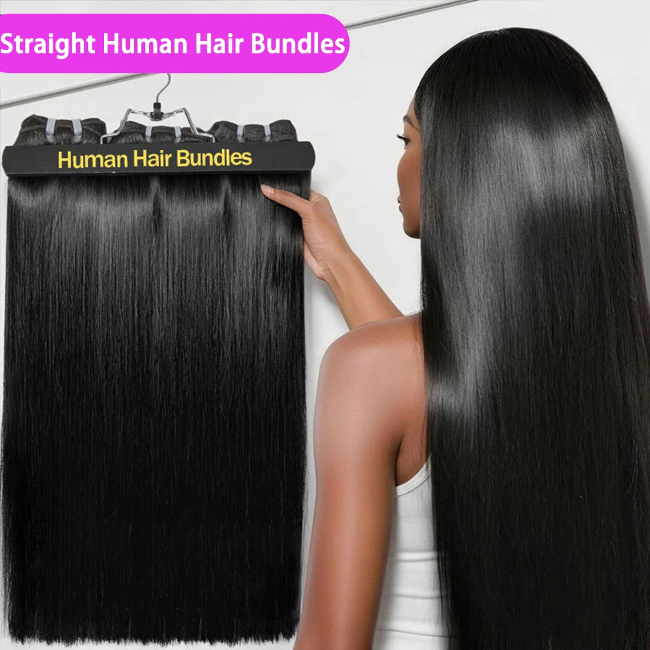 Smilegirl 30 32 38 40 Inch Bundles 1 2 3 4 Bone Straight Brazilian Remy Human Hair Bundles Raw Hair Weave Extensions Tissage For Women
