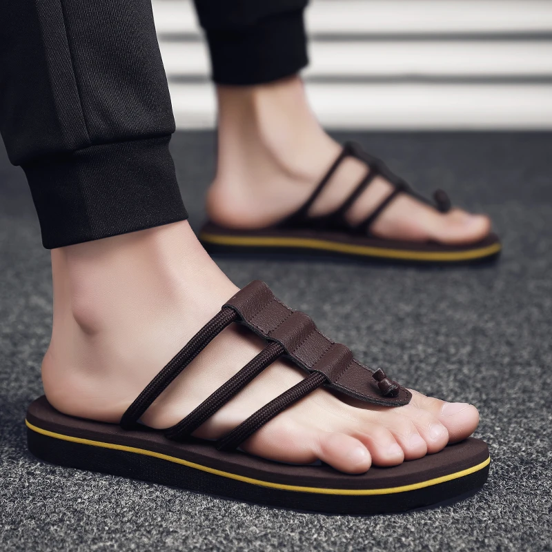Cushion Phantom Men's Flip Flops with Arch Support Comfortable Soft Soled Exposed Toes Light Men's Beach Shoes Casual Slippers