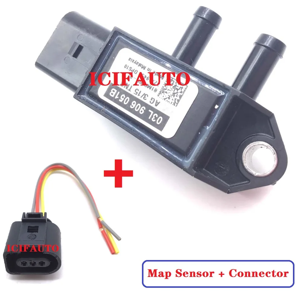 

03L906051B For Audi VW Skoda Seat 1.6 2.0 TDi DPF Exhaust Pressure Sensor +Connector 03L 906 051B, 03L 906 051 B / 03L906051D