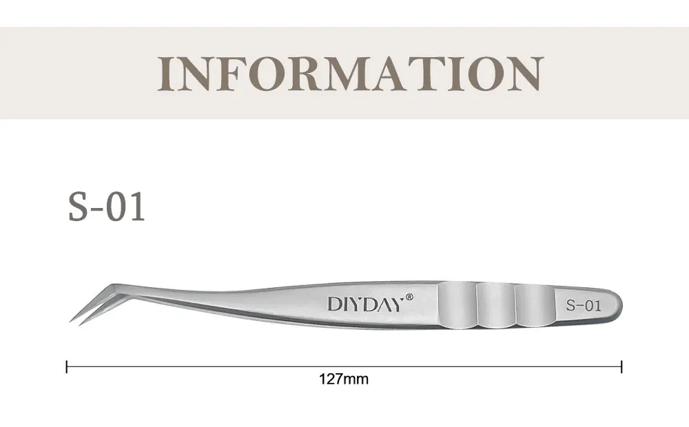 Pinzas de pestañas antideslizantes DIYDAY, pinzas de precisión de acero inoxidable para cejas, punta de fibra, aislamiento de volumen, extensiones de pestañas