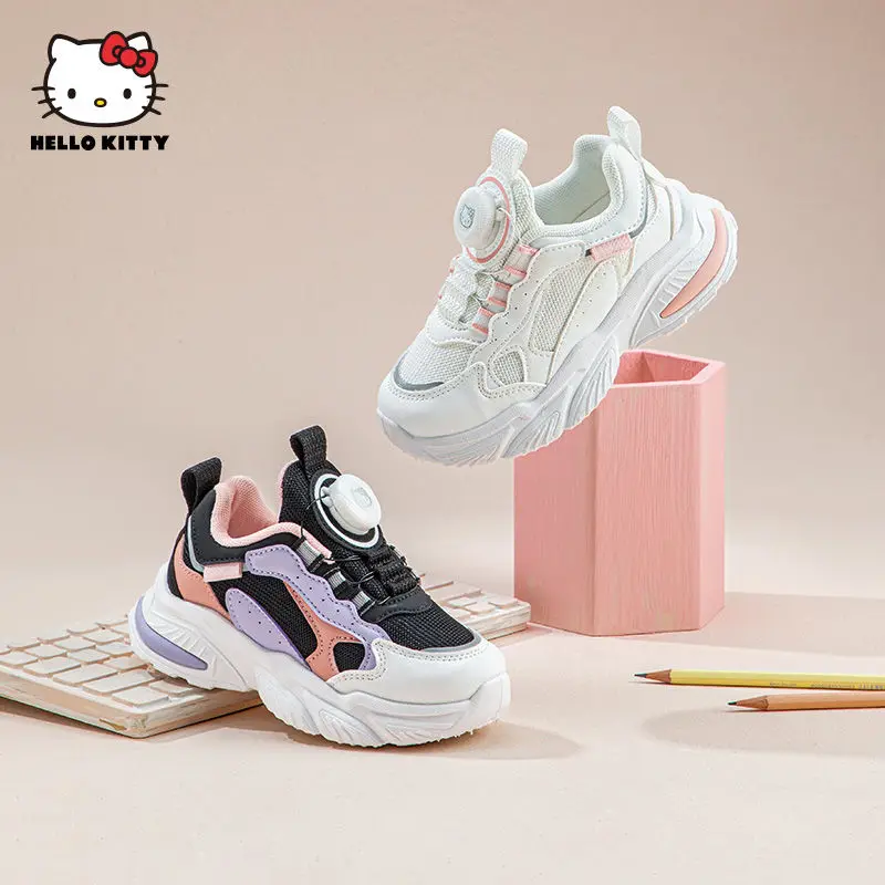 

Kawaii Sanrio Hello Kitty New Cute Cartoon Children's Sports Shoes Rotating Buckle Campus Girls' Shoes Spring Autumn Mesh Shoes