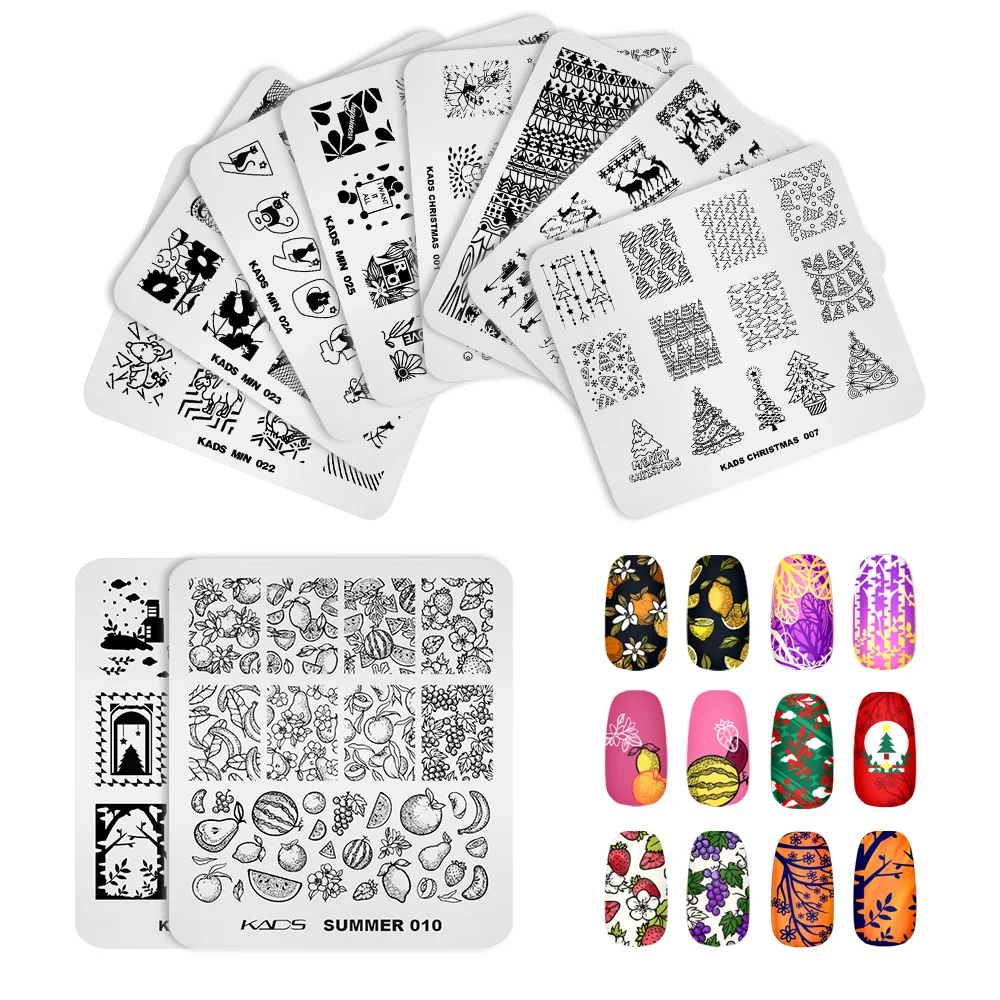 KADS 50pcs Nail Art Stamp Plates Set Stamping Template Kit Flowers Leaves Lace Image Stamp Plate Manicuring DIY Printing Tools 4