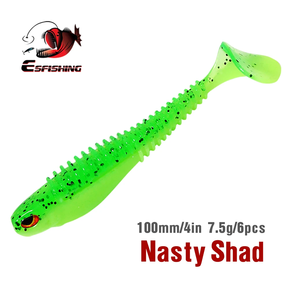 Esfishing Nasty Shad 100mm Binoic Eyes Bass Fishing Swimbait Hot Sale