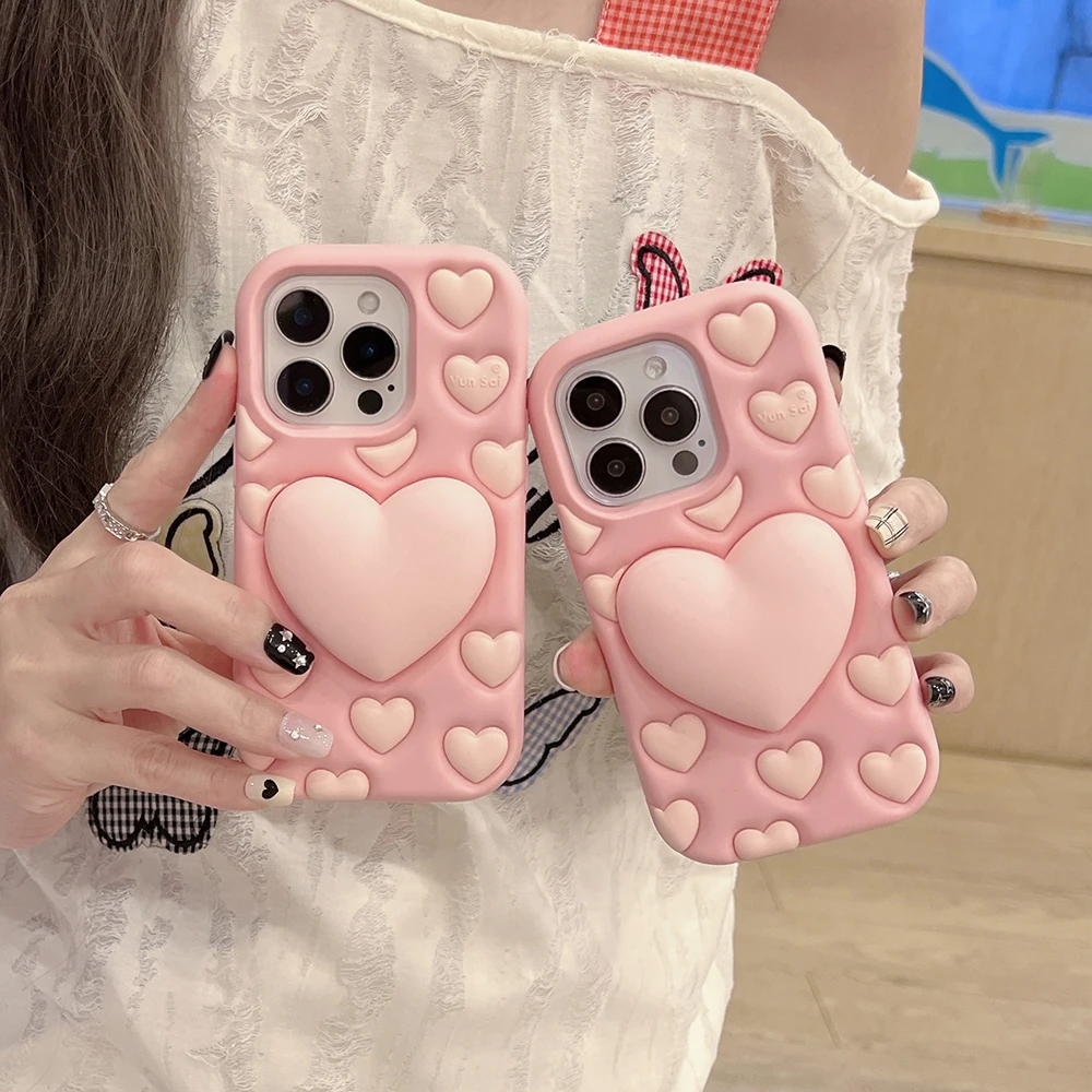 Kawaii Lovely Stress-Relief Silicone Phone Case - 3D Shockproof Cute Back Cover