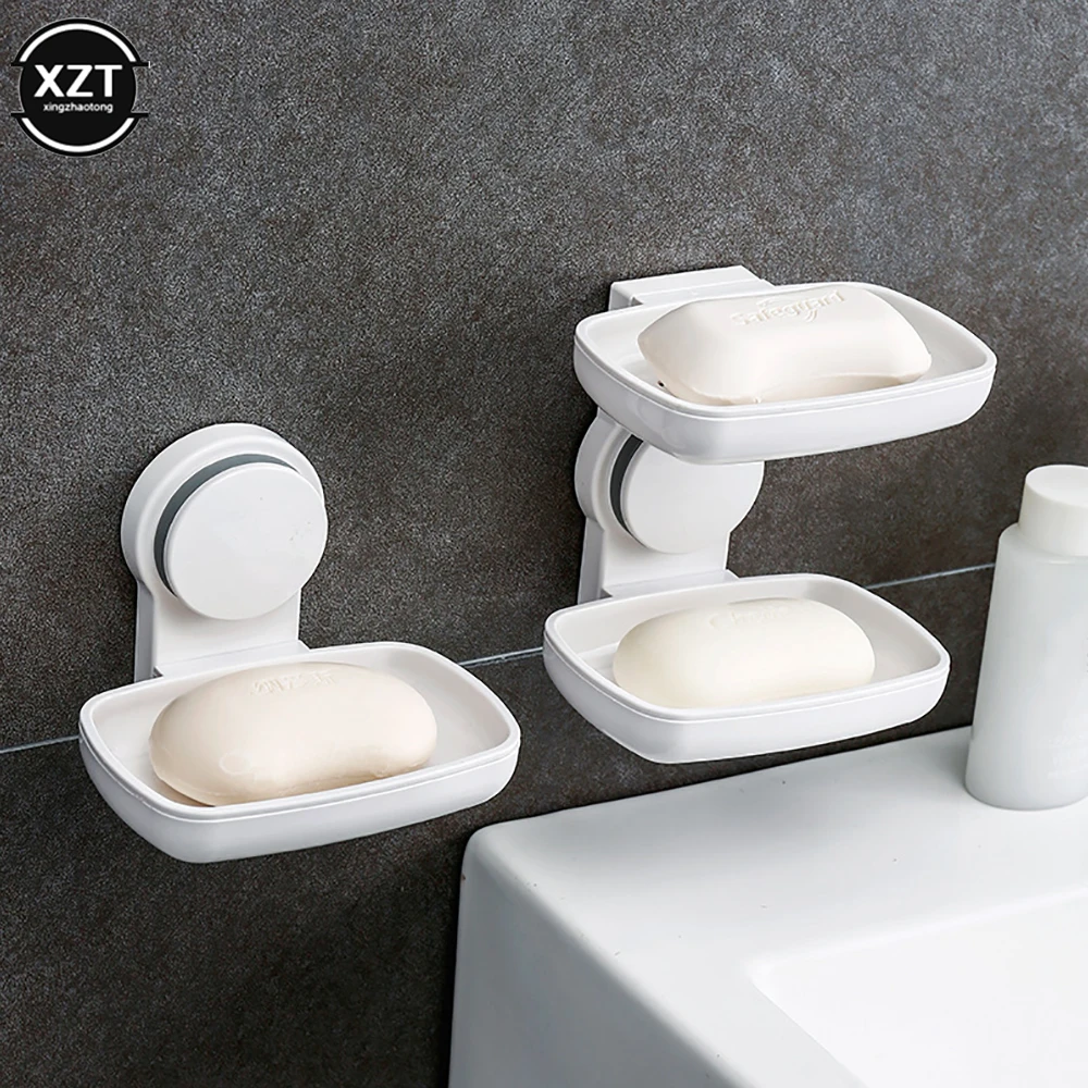 Creative Double Layer Perforated Free Soap Box Wall Mounted Handmade Drain Soap Box Bathroom Bathroom Suction Cup Soap 3
