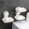 Creative Double Layer Perforated Free Soap Box Wall Mounted Handmade Drain Soap Box Bathroom Bathroom Suction Cup Soap 3