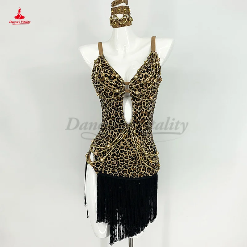 

Latin Dance Fringe Dress for Costume Customized Tango Chacha Rumba Dance Performance Clothes Latin Dancing Skirt for Girl's