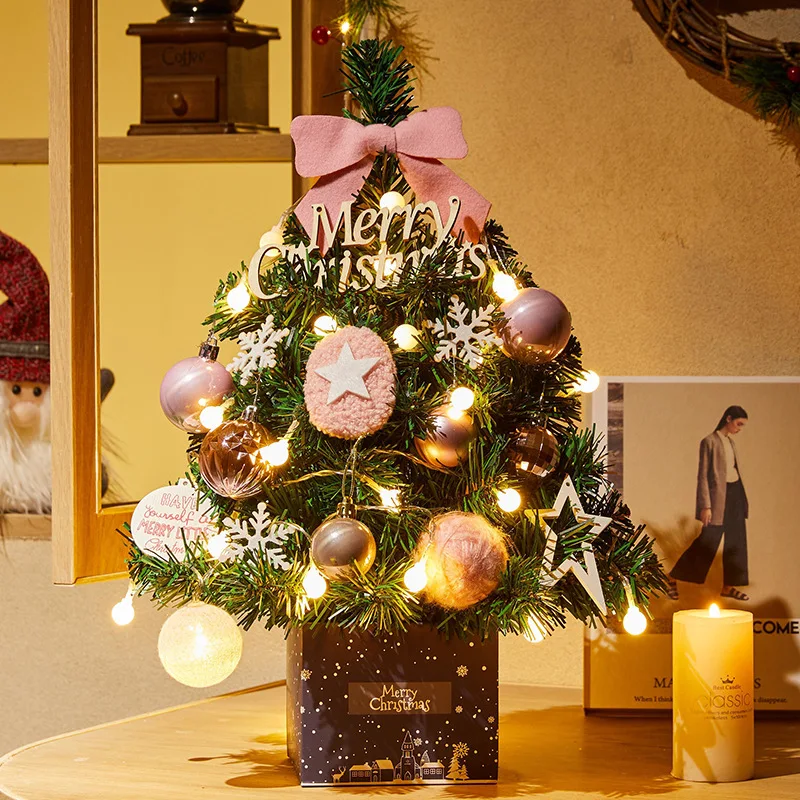 

Рождественская мини-елка с подсветкой, искусственная настольная елка, Рождественское украшение для дома и офиса, оконные украшения, 45 см