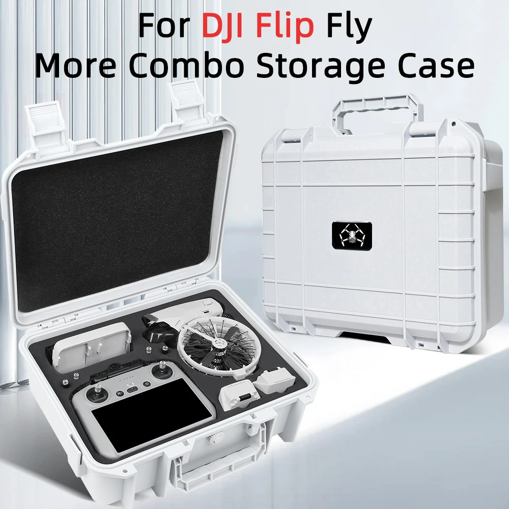 Intérieur de l'étui rigide étanche DJI Flip Fly More Combo, mousse sur mesure découpée pour le drone et ses accessoires.