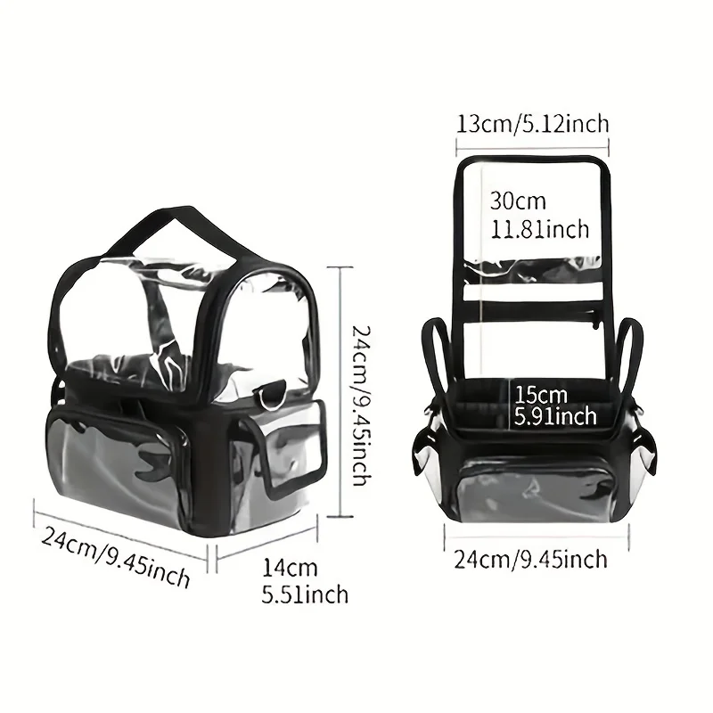 Professional Makeup Brush Holder - Large Clear Waterproof Cosmetic Organizer Bag with Adjustable Strap and Dividers for Easy Acc 4