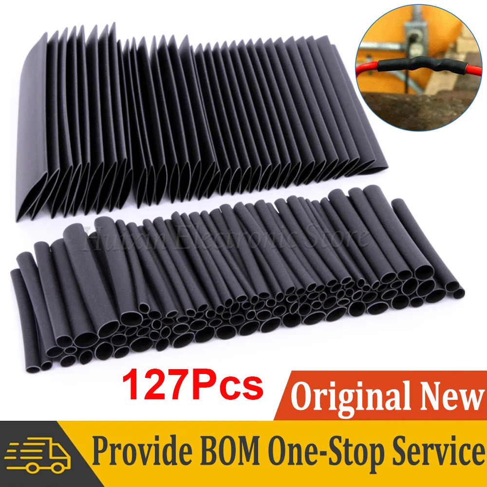 127 Pcs Heat Shrink Sleeving Tube Tube Assortment Kit Electrical Connection Electrical Wire Wrap Cable Waterproof Shrinkage 2:1